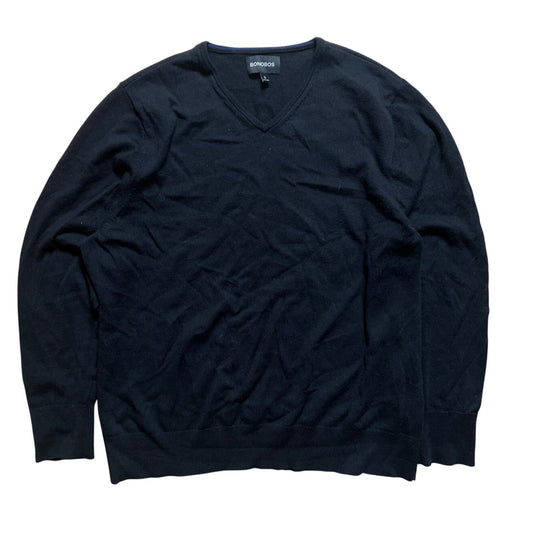 Bonobos Sweater Mens XL Black V-Neck Long Sleeve Fine Merino Wool Lightweight