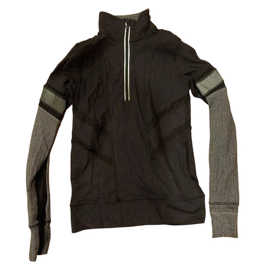 IVIVVA GO AND GLOW HERRINGBONE BLACK PULLOVER TOP SHIRT QUARTER ZIP GRAY Size 10