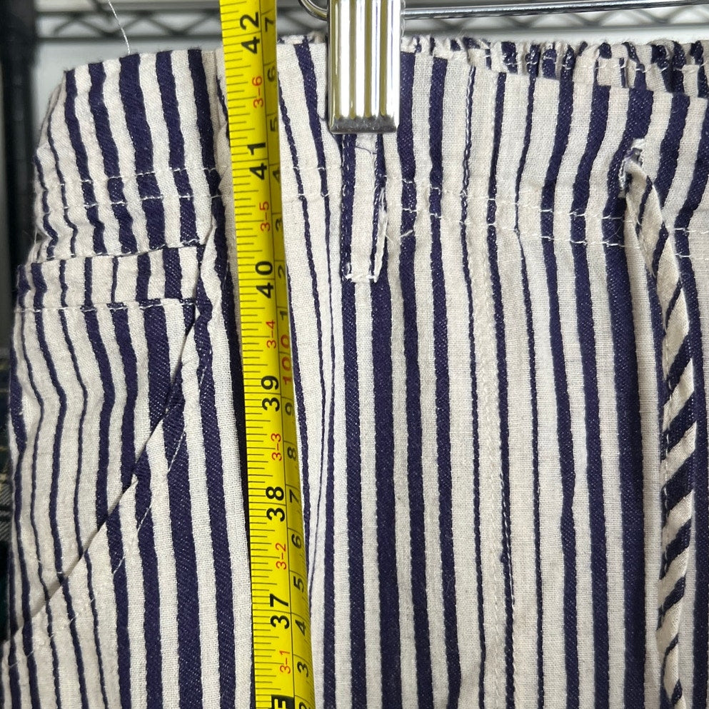 Just Living Casual Wide Striped Pants Large Cotton/Rayon Navy Blue