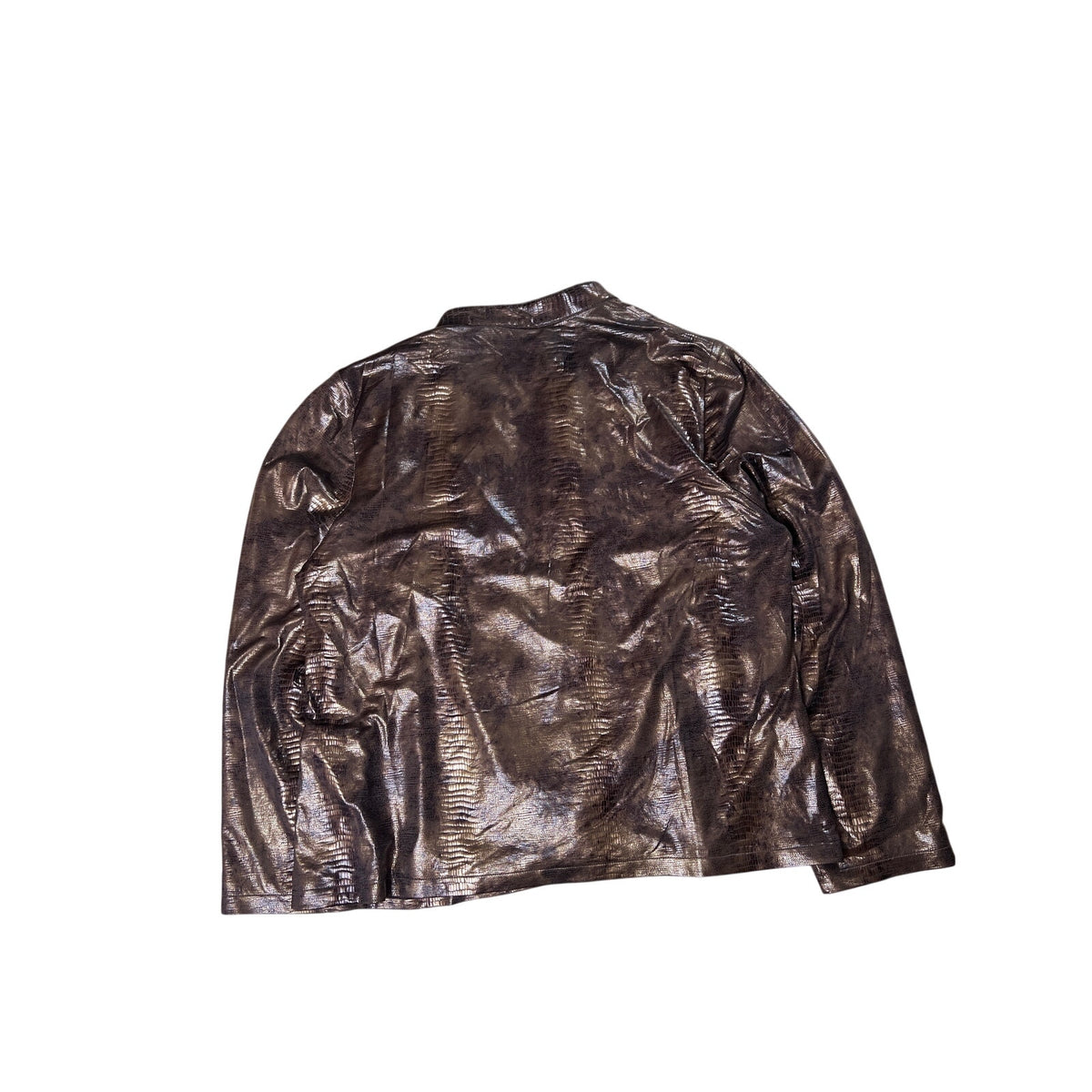 Chico's Faux Snake Skin Studded Blazer Open Front Bronze Brown Size 3