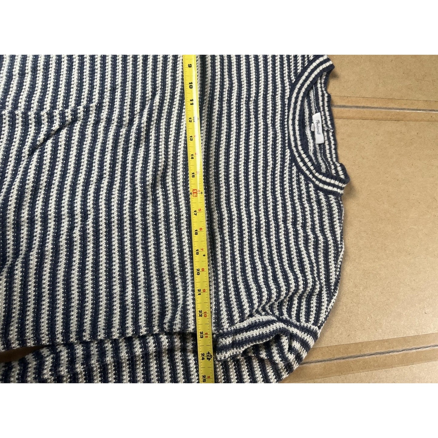Madewell Sweater Womens XL Blue Striped Open-Knit Lightweight Pullover Casual