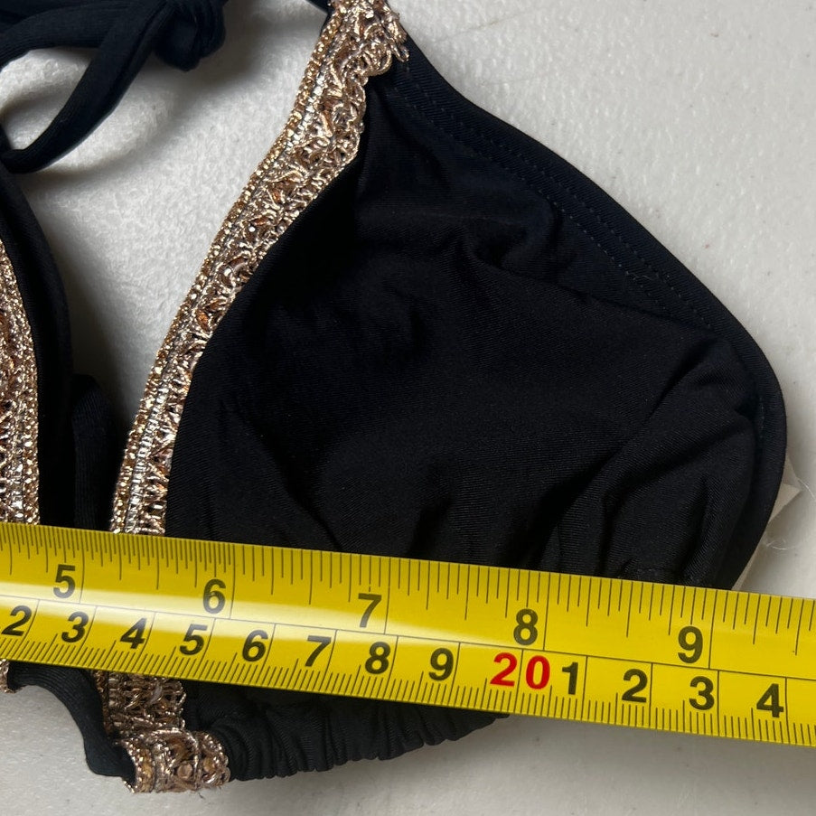 Mali Swimwear BikingTop  Black Strap Small