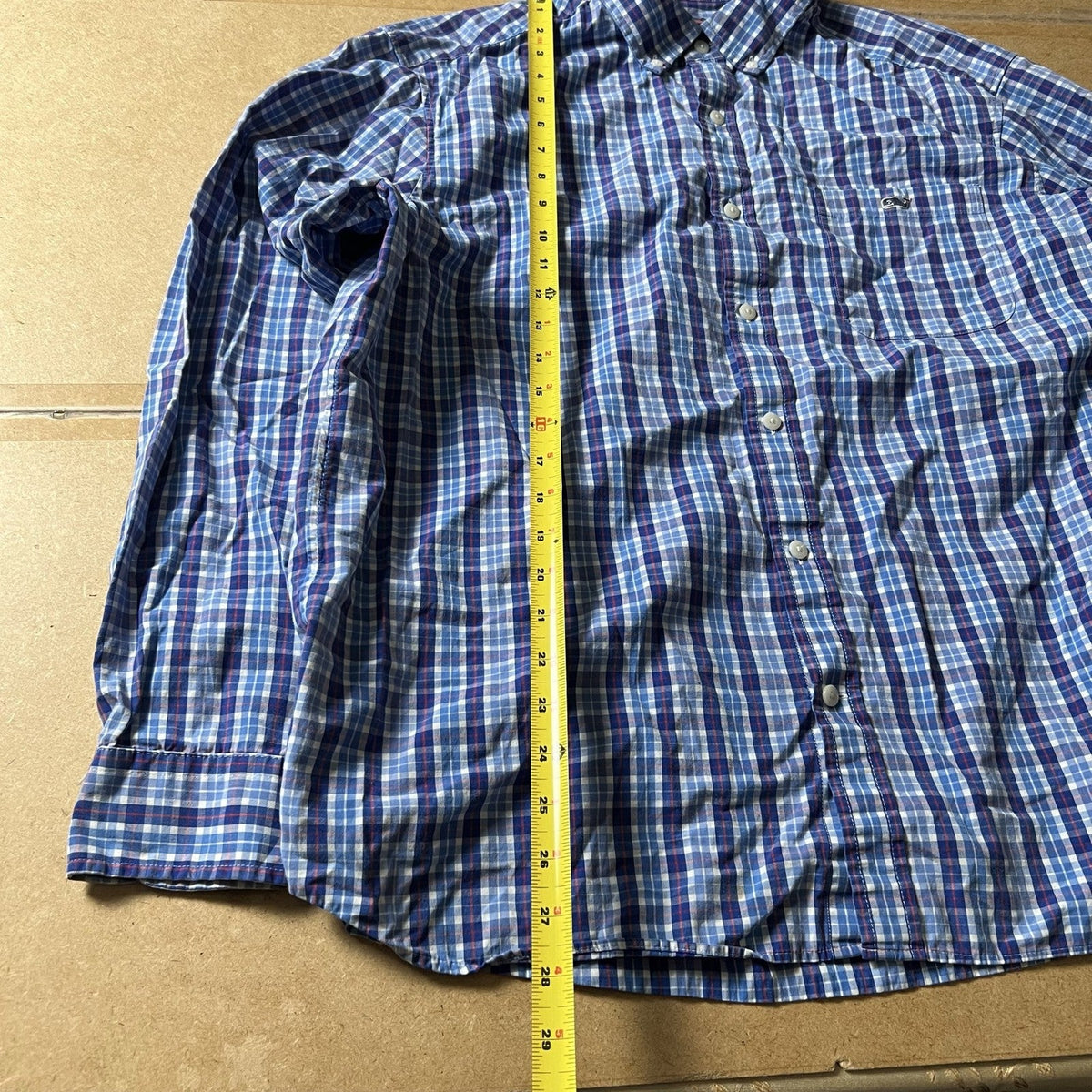 Vineyard Vines Shirt Mens XL Blue Plaid Long Sleeve Button Up Casual Cotton