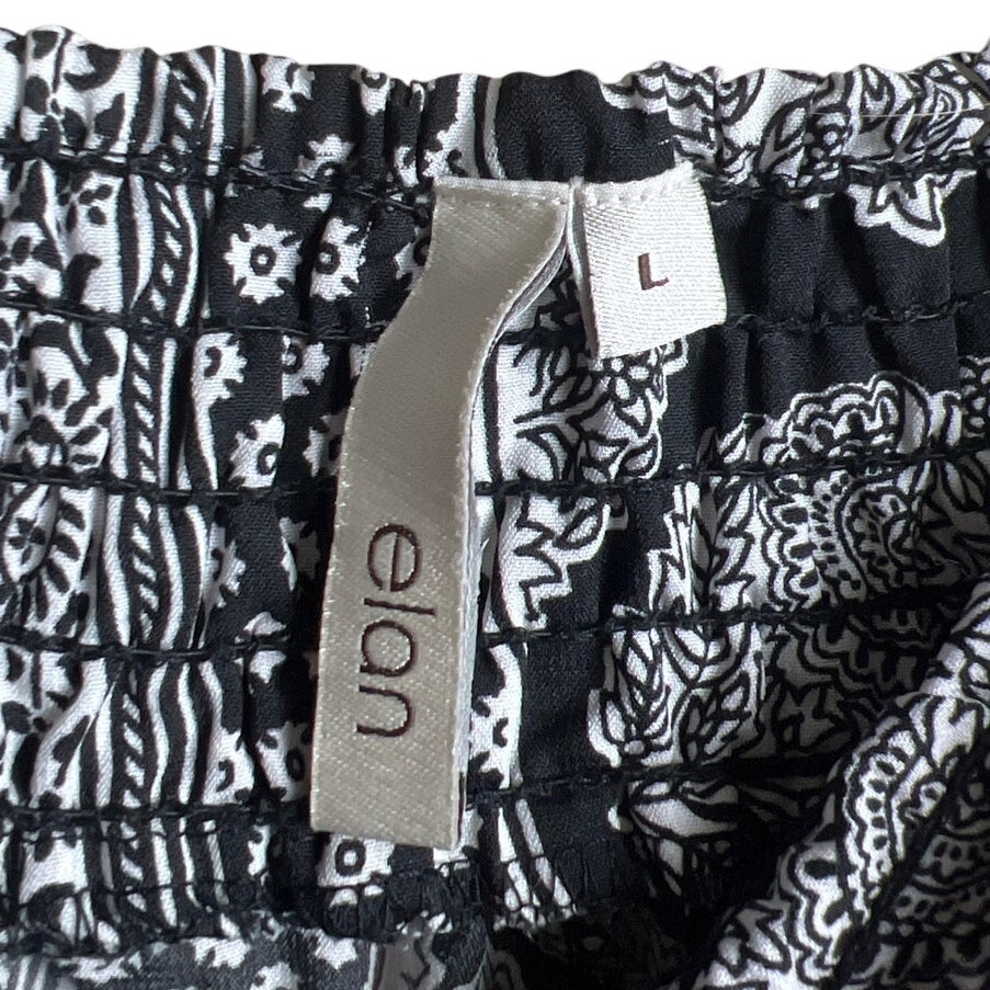 Elan Loose Wide Fit Women's Pants Size Large Black & White