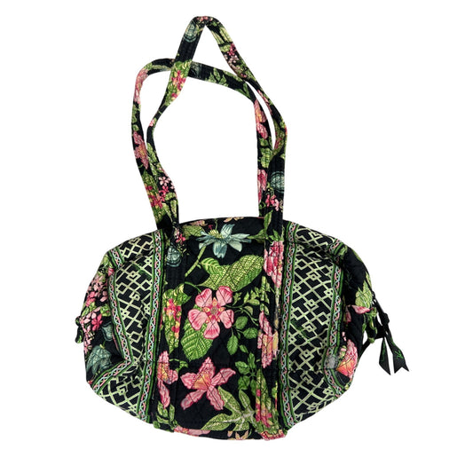 Vera Bradley Purse Quilted Black/Green 2 handles Floral Print