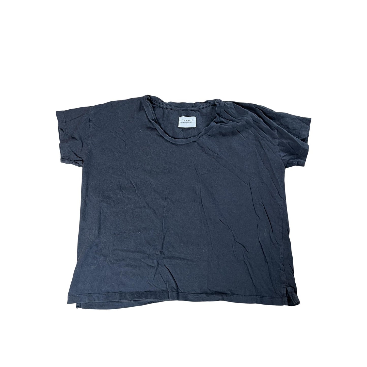 Parachute T-Shirt Womens S Black Crew Neck 100% Cotton Jersey Relaxed Casual