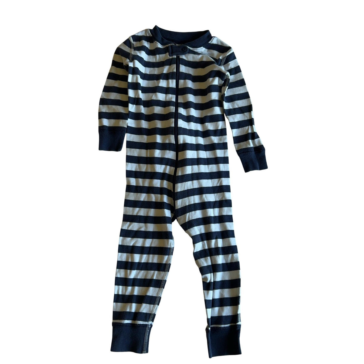 Hanna Andersson Jacket Unisex 3T Blue Striped Full Zip Jersey Organic Cotton