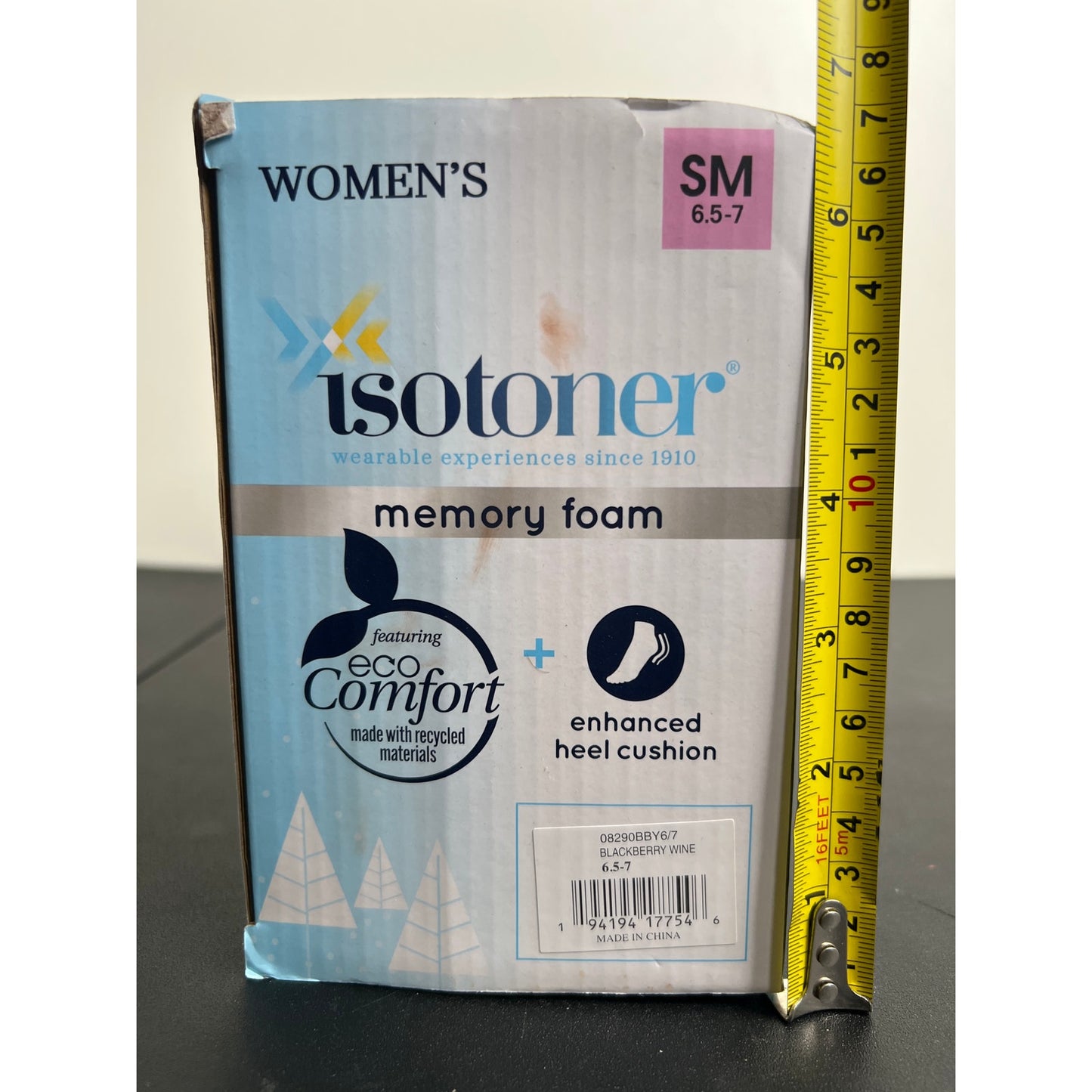 NWT Isotoner Women's Size 6.5-7 Memory Foam Slippers Blackberry Wine