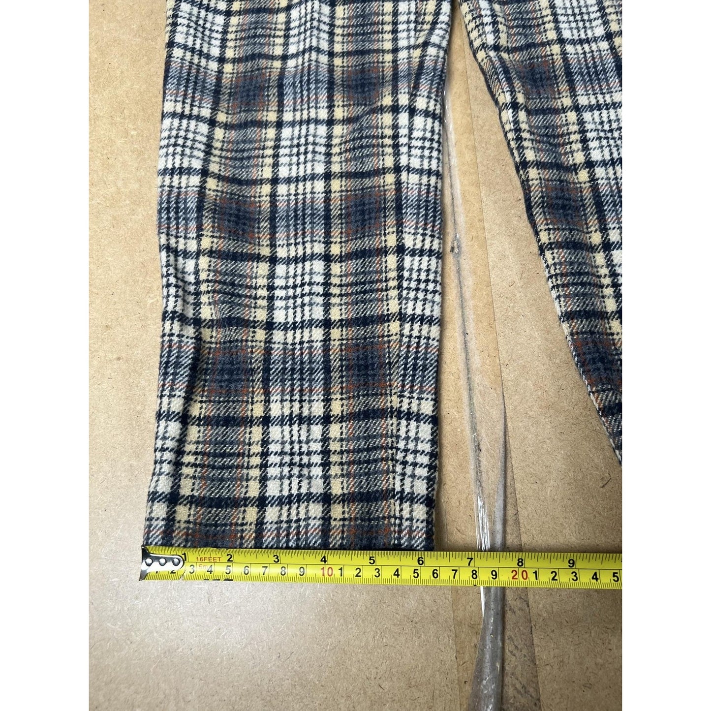 Sienna Pants Womens 12 Beige Plaid Ankle Wool Polyester Slim Lined Pockets Zip