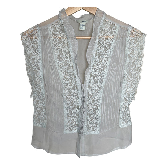 Y2K Adille 100% Silk Top Size 4 Women's Lacey White