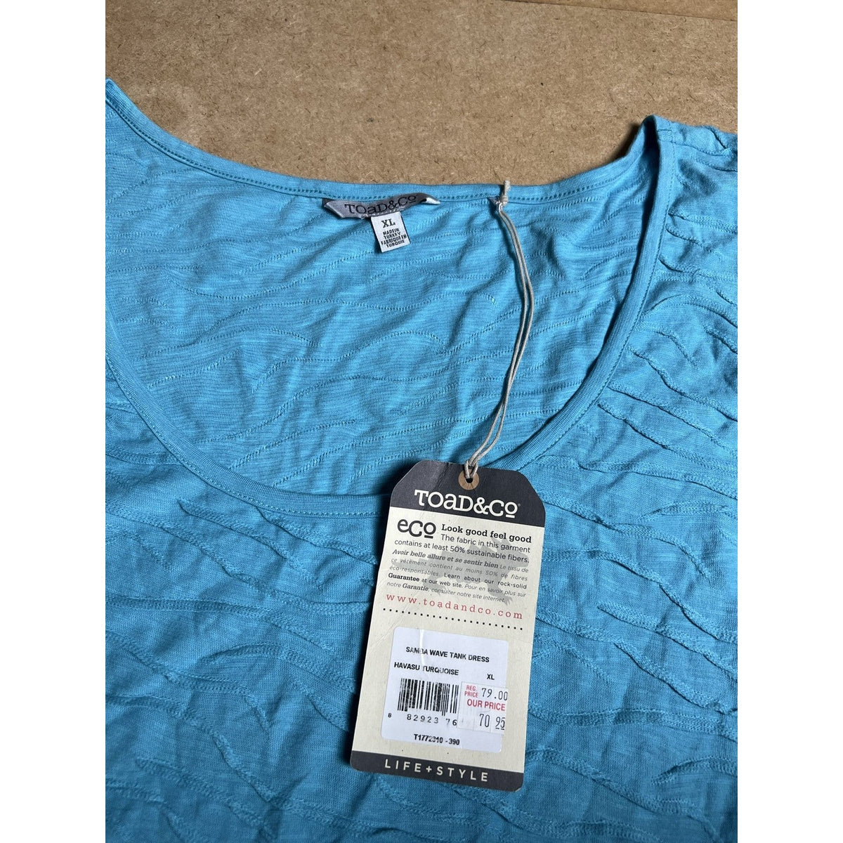 NWT Toad&Co Dress Womens XL Blue Scoop Neck Sundress Lightweight Travel Fitted