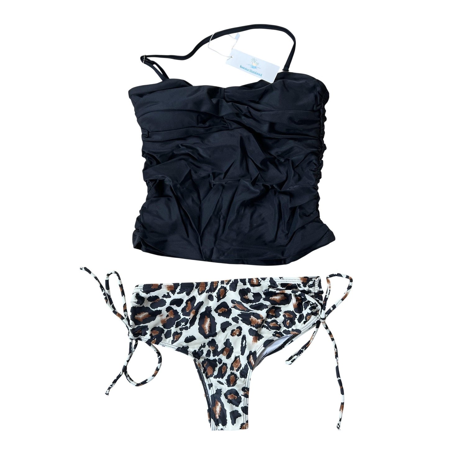 Tankini Womens S Multicolor Black Tank Bikini Lined Adjustable 2 Piece