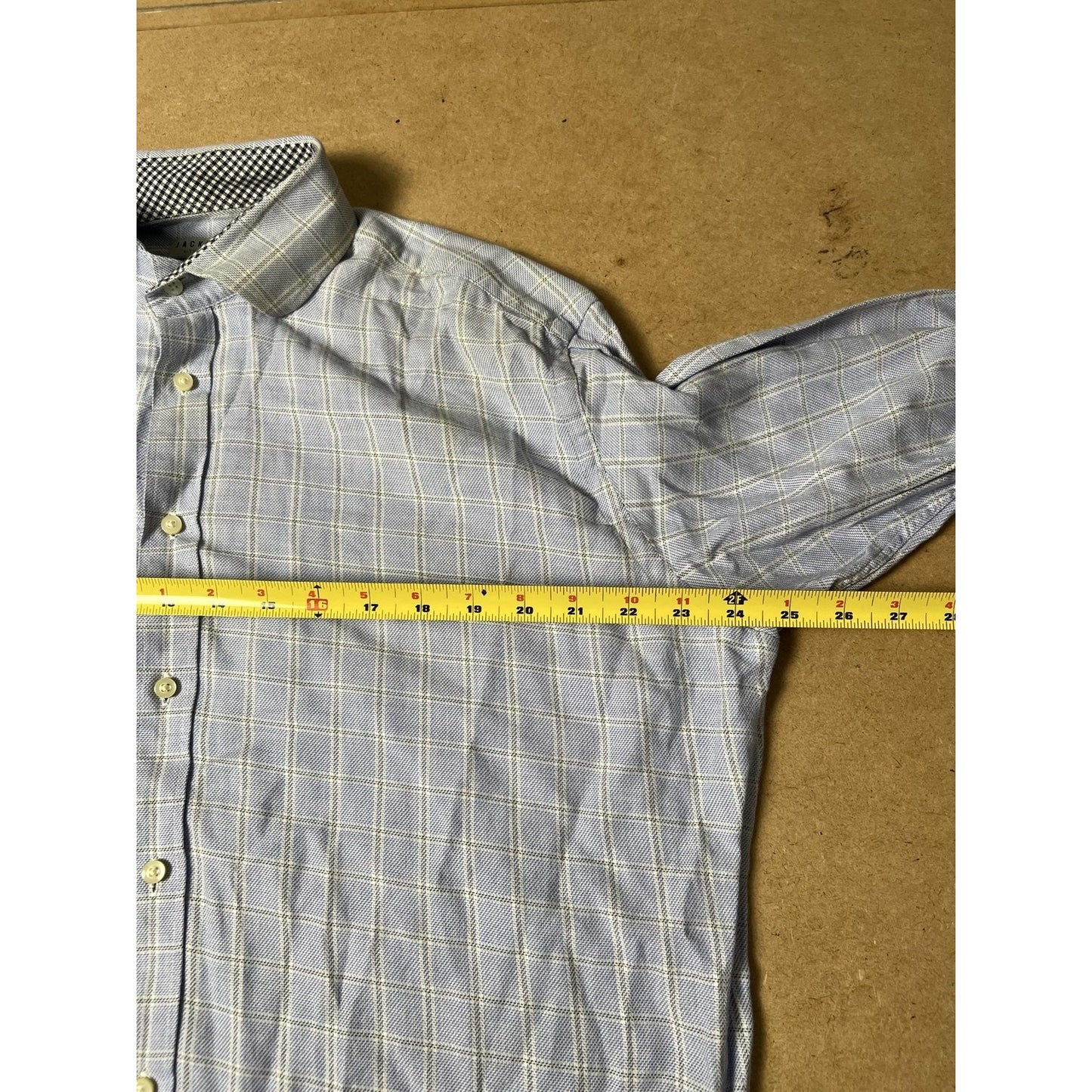 Jack Stone By Thomas Dean Shirt Mens XL Blue Check Long Sleeve Button Up Casual