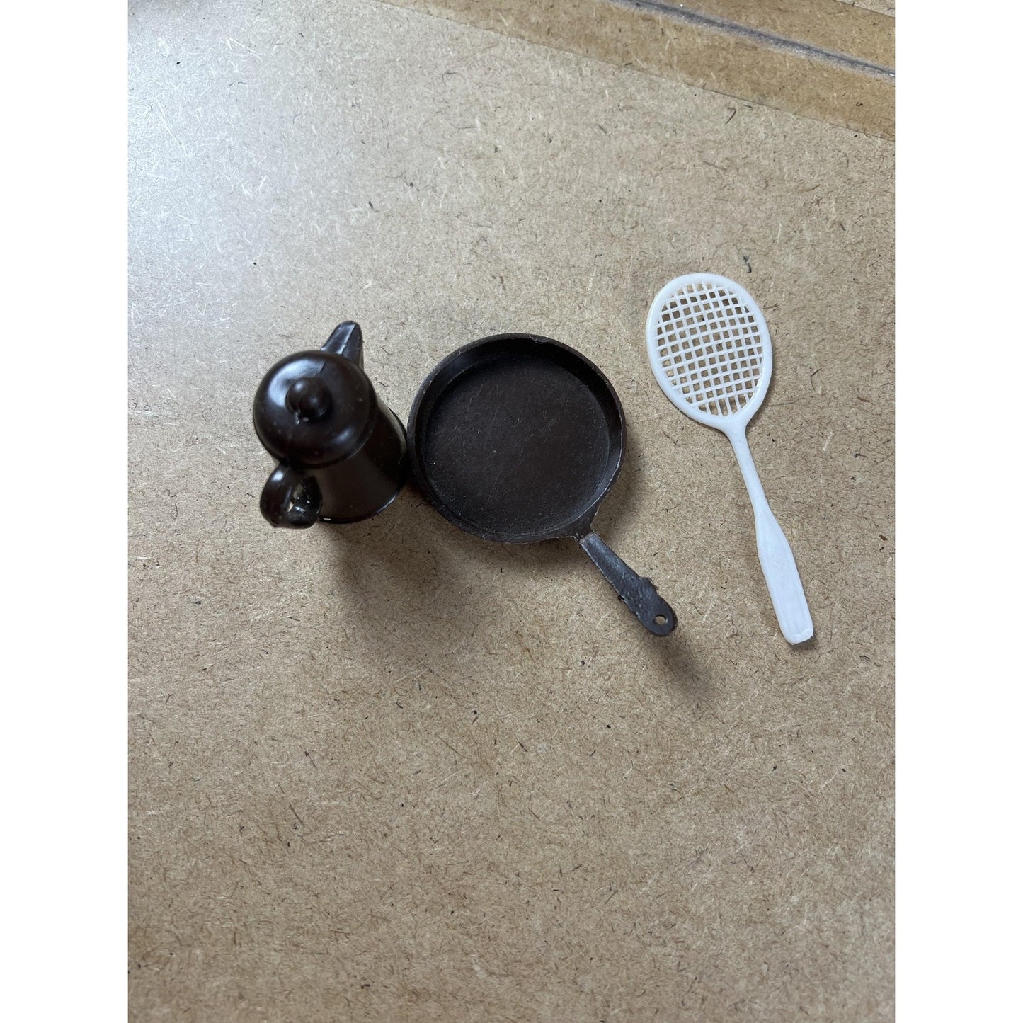 Dollhouse Miniature Accessories Lot Plants Chairs Stools Pot Pan Racket