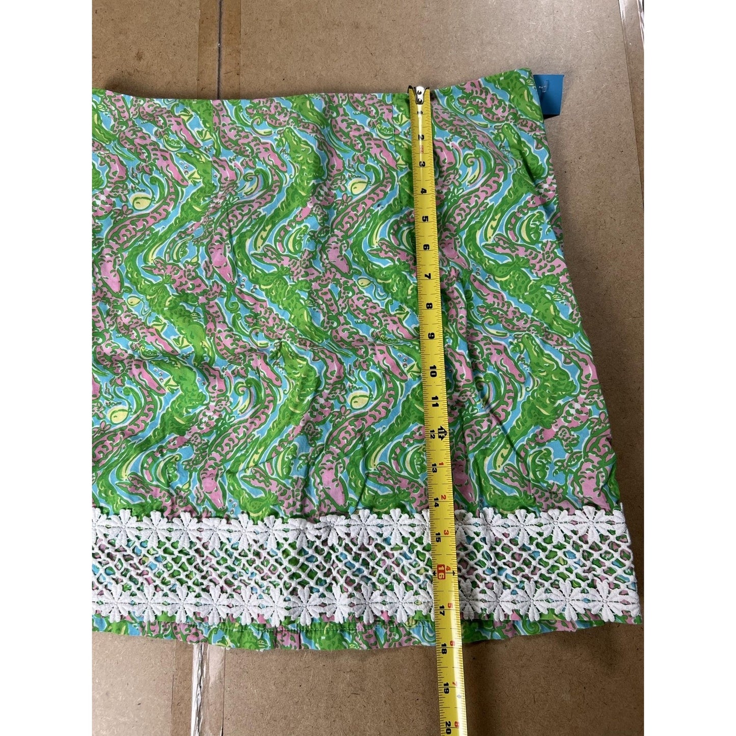 Lilly Pulitzer Skirt Womens 10 Green Paisley Mini Lace Crochet Lined Zip