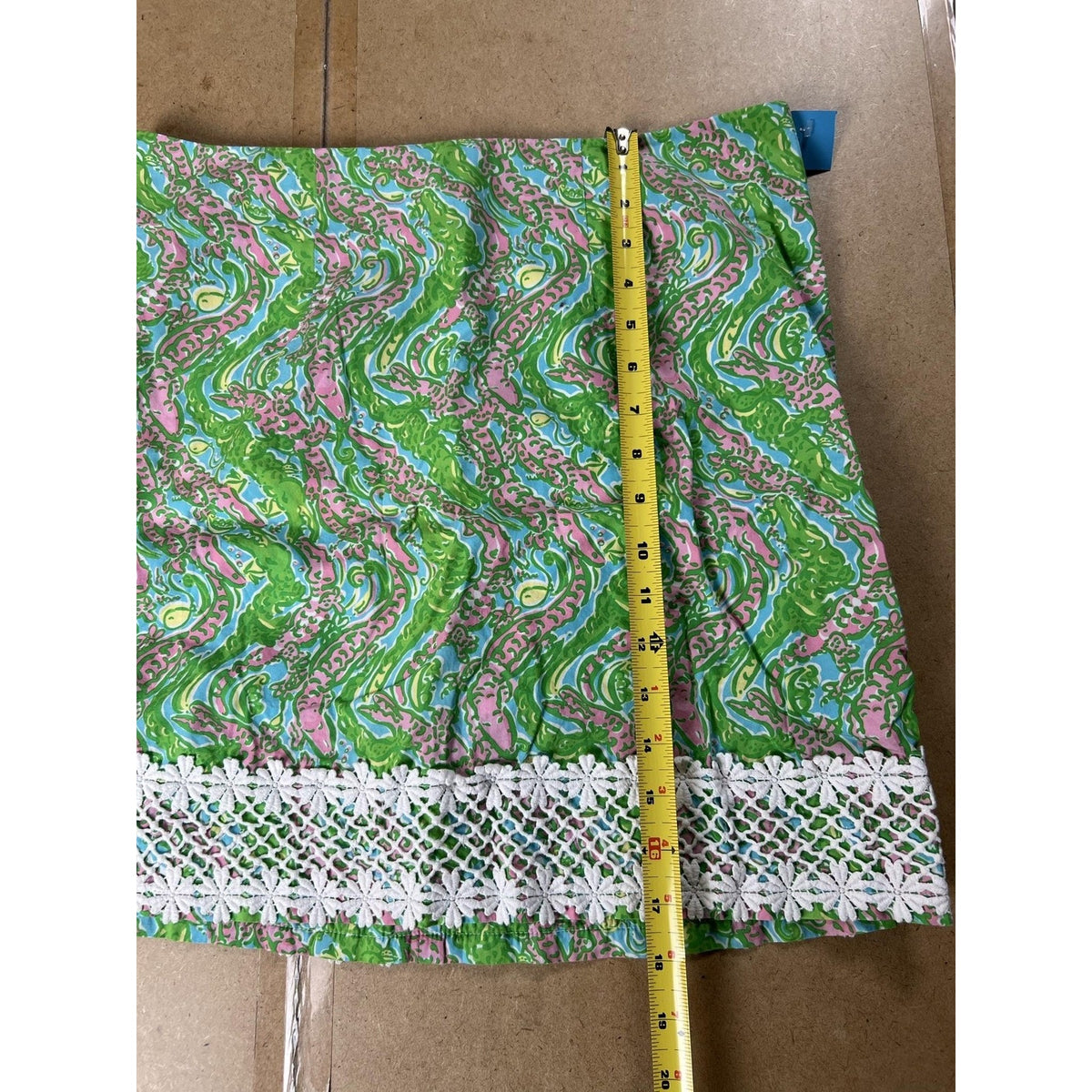 Lilly Pulitzer Skirt Womens 10 Green Paisley Mini Lace Crochet Lined Zip