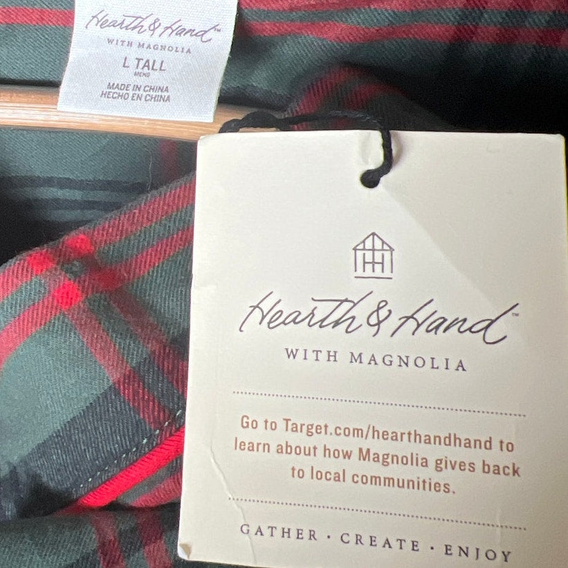 Magnolia Hearth & Hand Green Plaid Pajama Set Women's Large Tall
