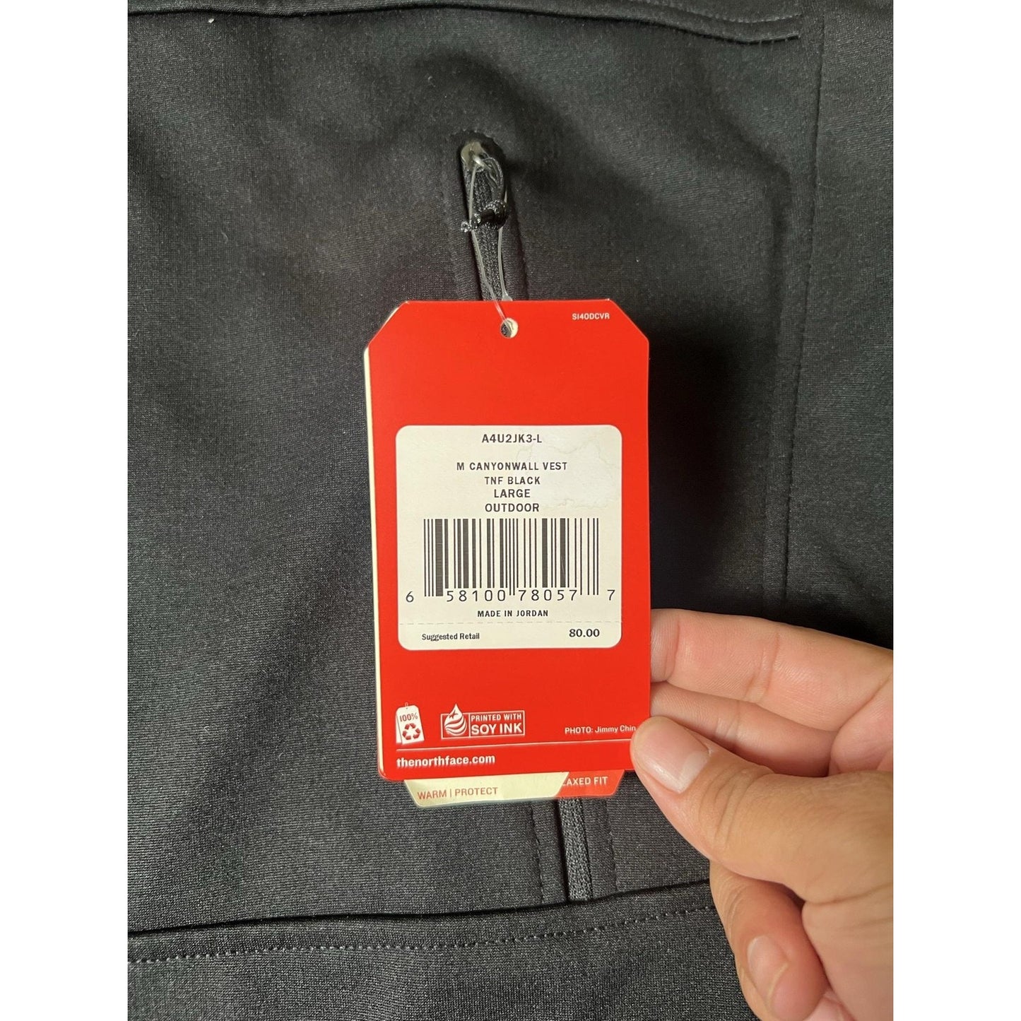 The North Face Vest Mens L Black Canyonwall Windbreaker Full Zip Zipped Pockets