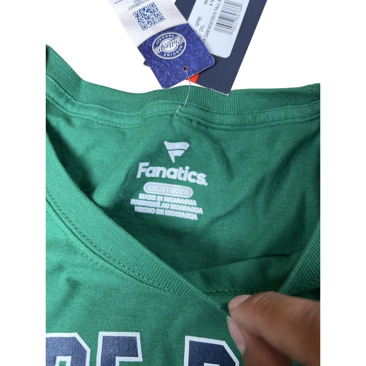 NWT Fanatics Mens 2XL Green Notre Dame Crew Neck t-shirt