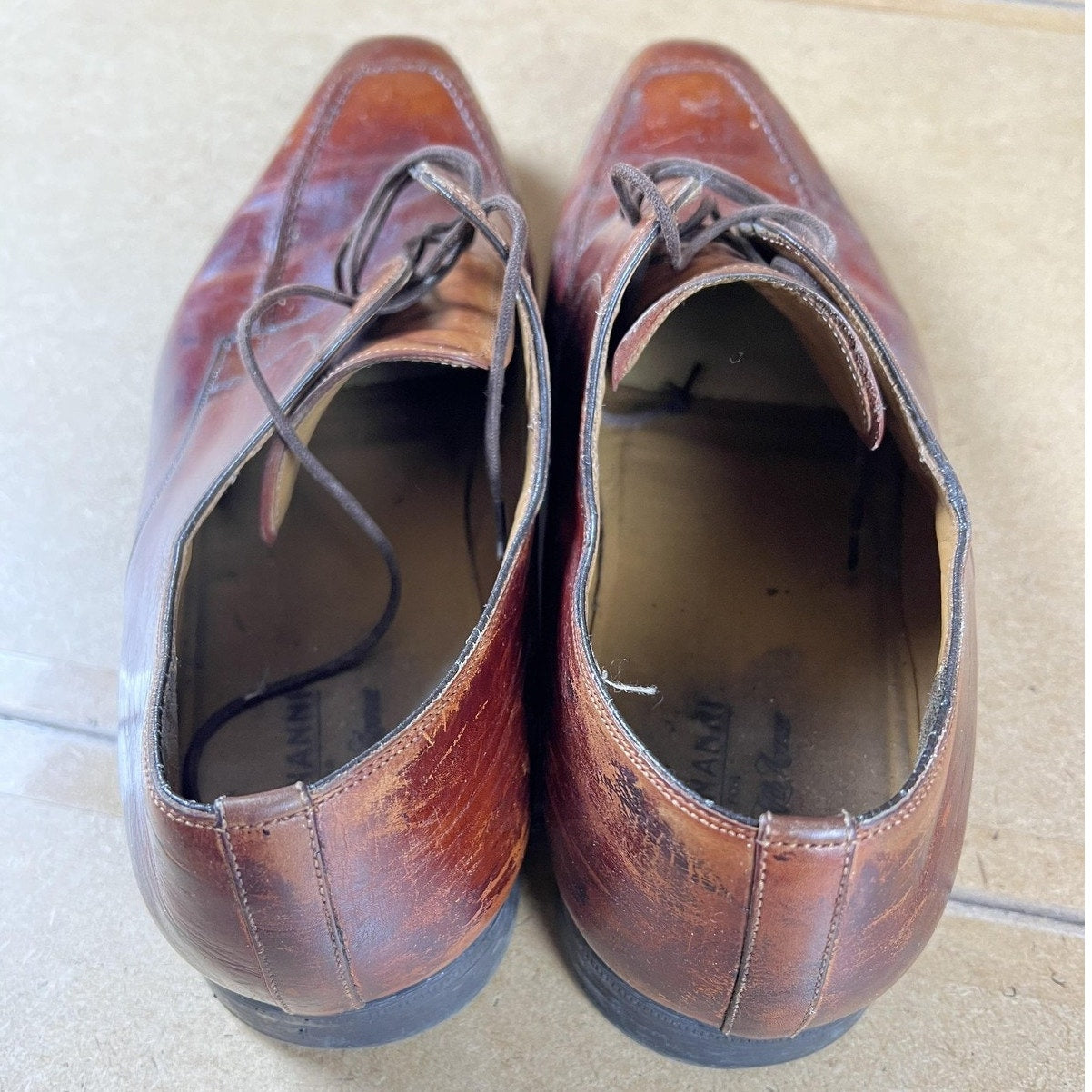 Magnanni Shoes Mens Size 11.5 Brown Derby Leather Lined Dress Square Toe