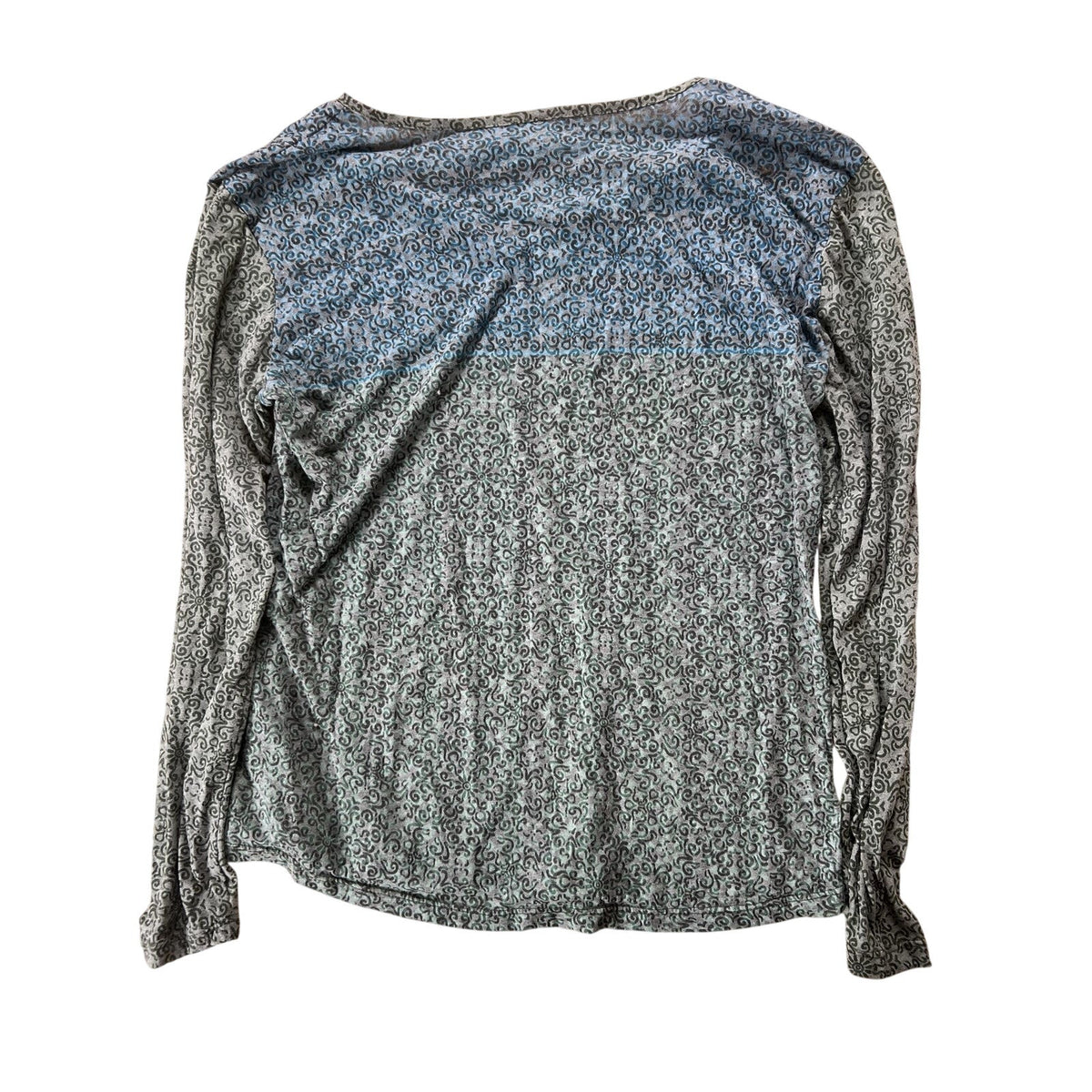 Kuhl T-Shirt Womens XL Green V-Neck Long Sleeve Geometric Basic Lightweight