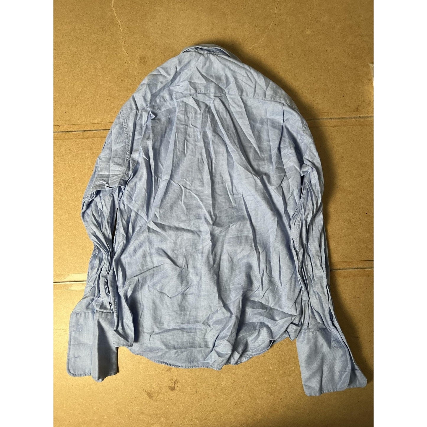 Tasso Elba Shirt Mens L Blue Check Long Sleeve Button Up Cotton Pocket