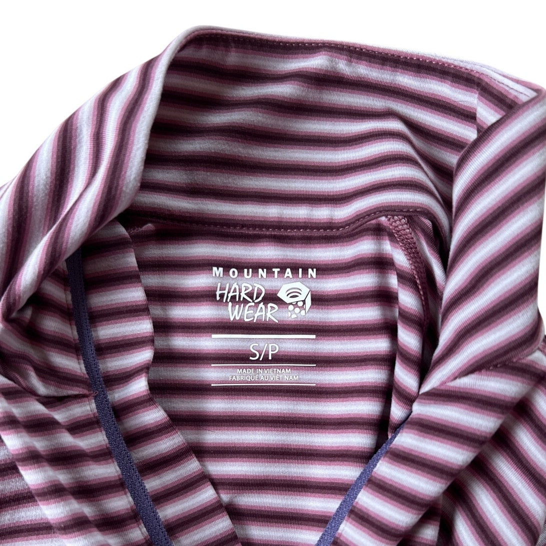 Mountain Hardwear Small Purple Striped Womens 1/4 Zip Performance Pullover