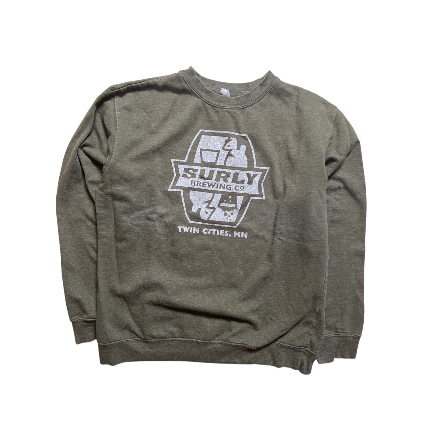Surly Brewing Twin Cities Olive Green Crewneck Size XL