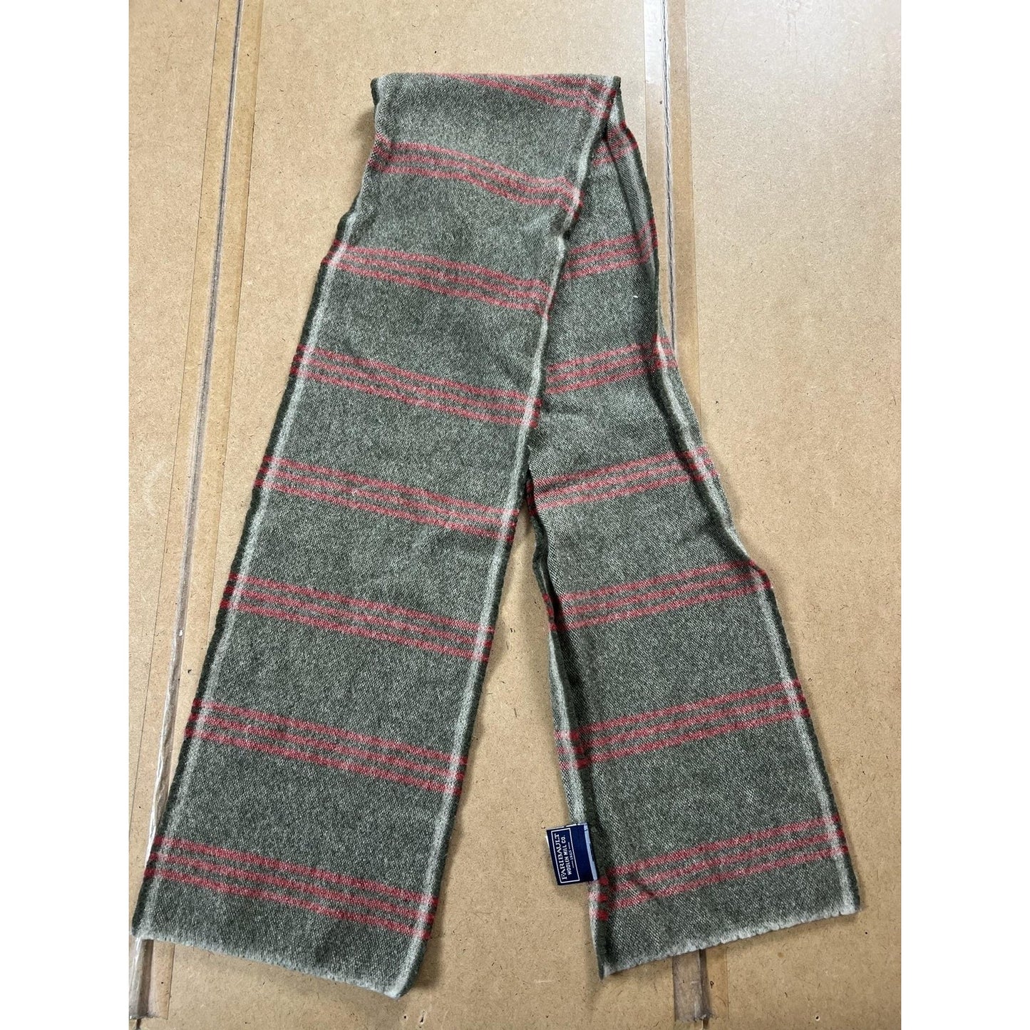 Faribault Woolen Mill Co. Scarf Mens One Size Gray Wool Striped Made USA Winter