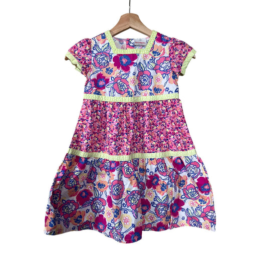 Hanna Andersson 110 Floral Pink Girl Sleeve Dress Daisy