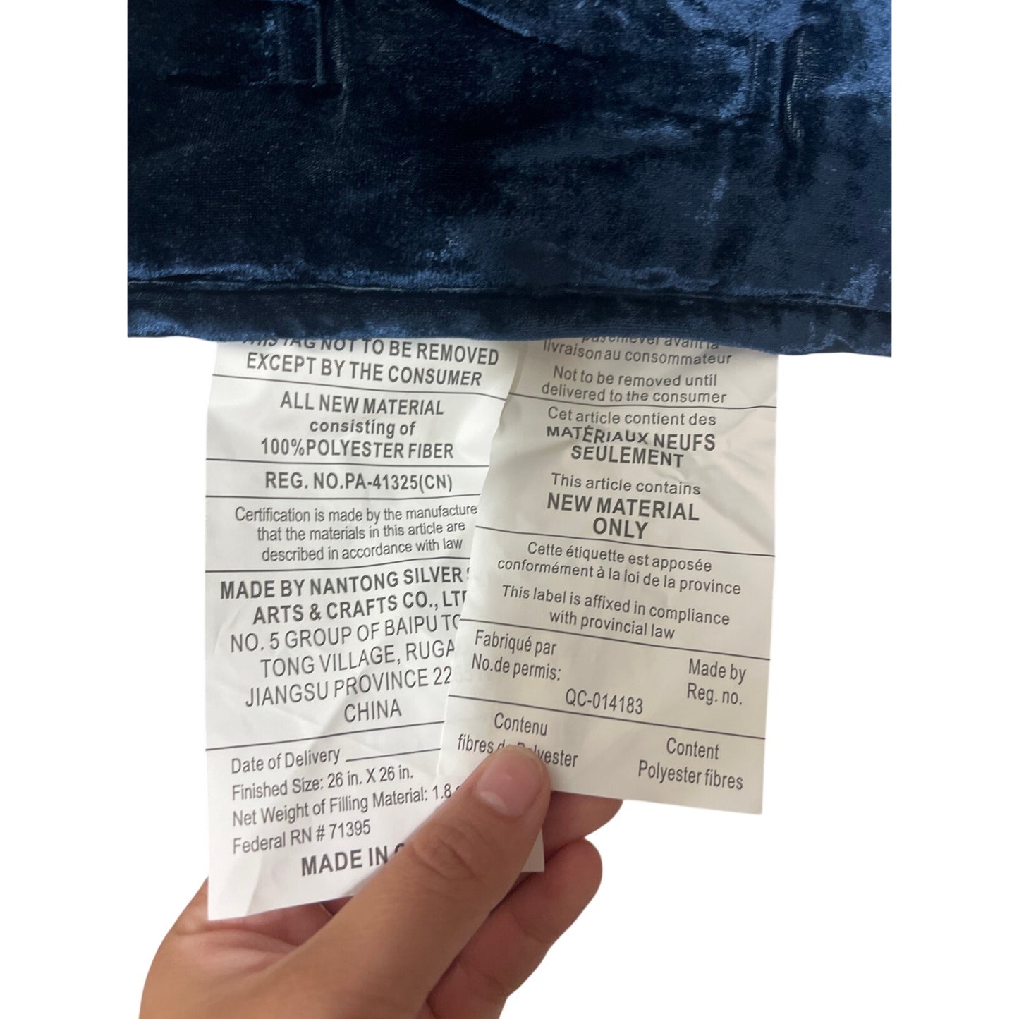 Navy Blue Velvet Pillow Cover *Dimension In Picture*