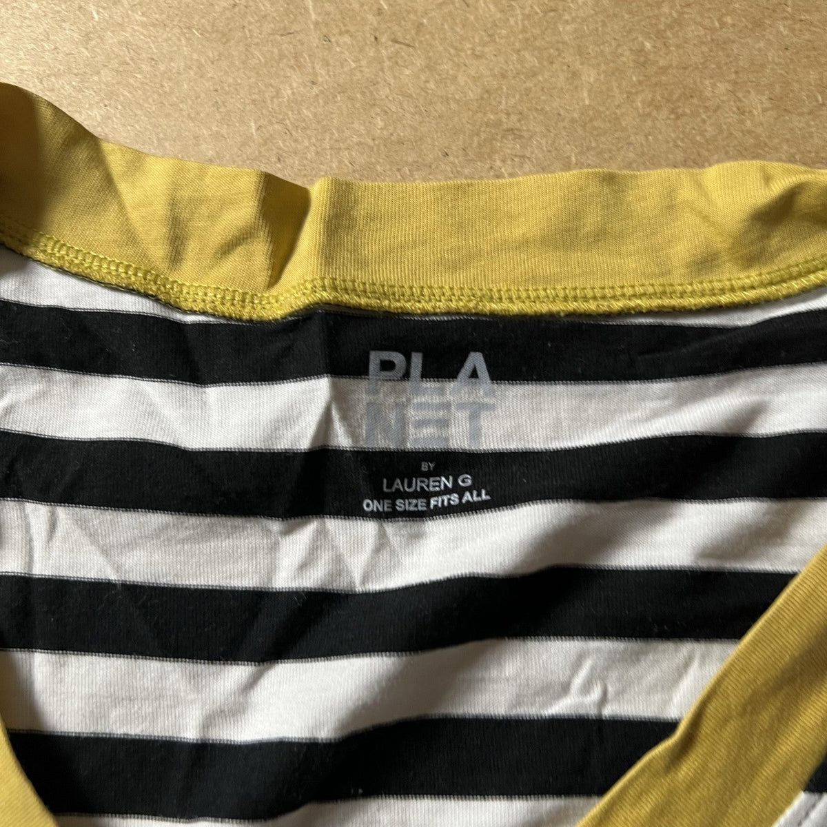 Planet By Lauren G T-Shirt Womens One Size Striped Black White V-Neck Cotton