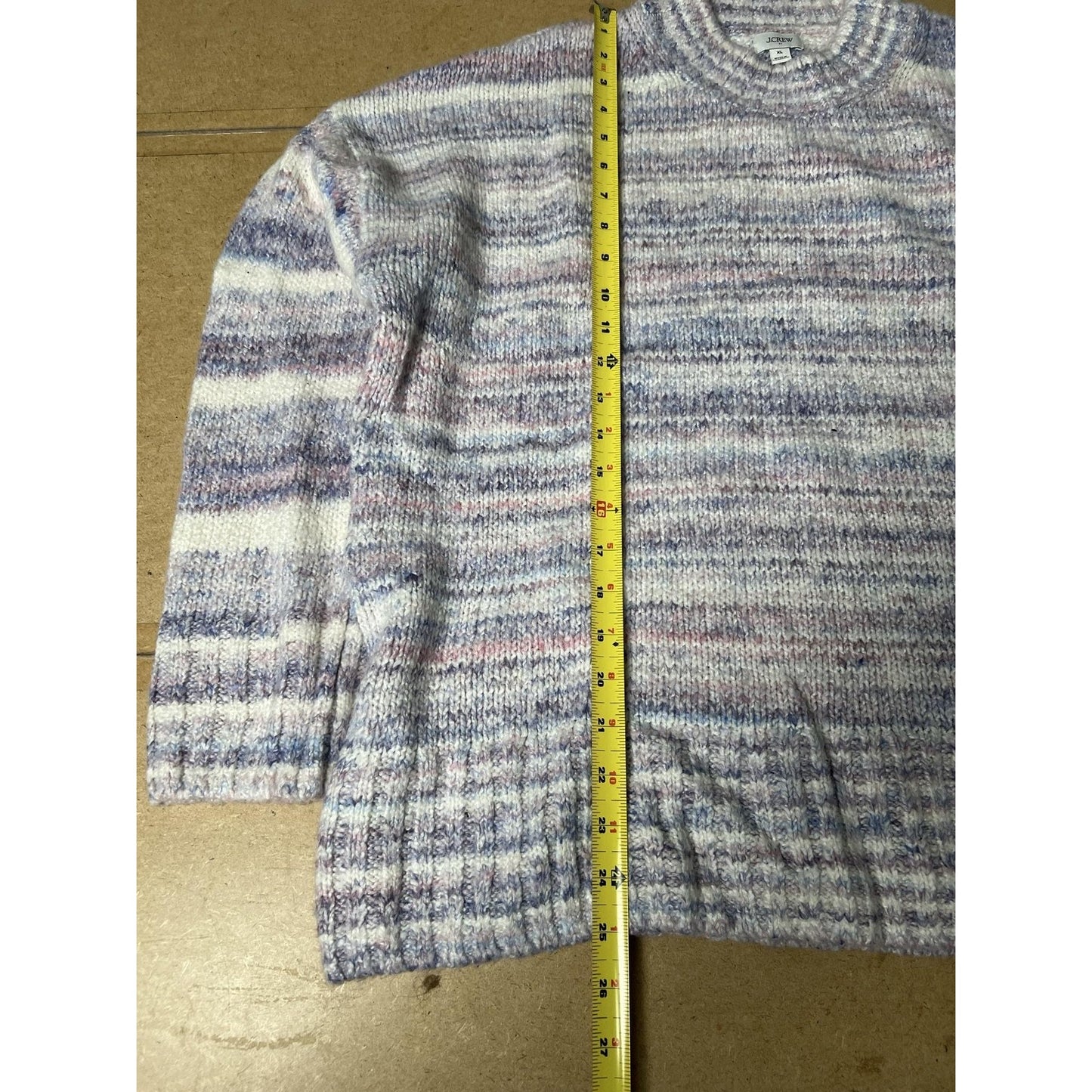 J.CREW Sweater Womens XL Multicolor Chunky-Knit Striped Crew Neck Heavyweight