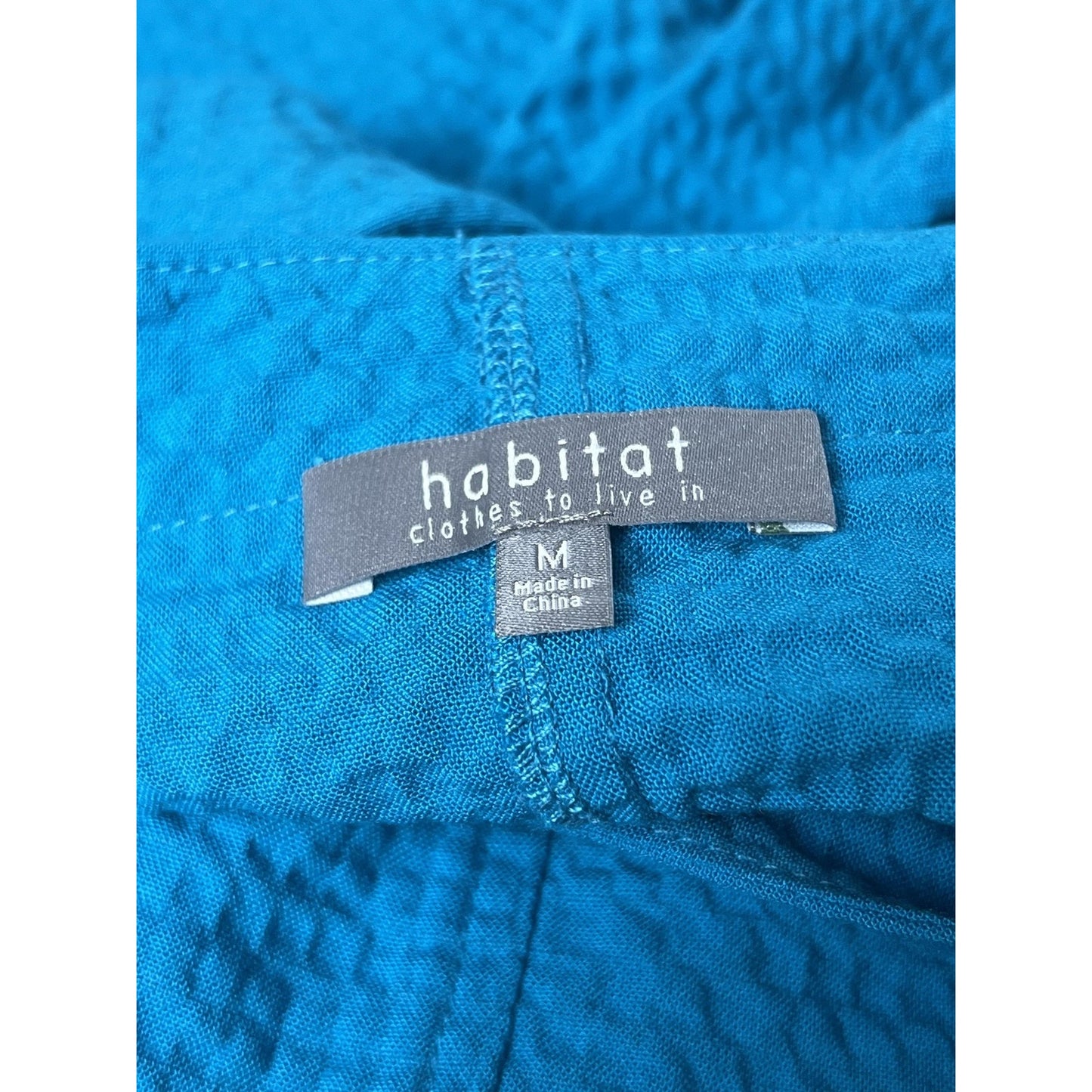 Habitat Tunic Womens M Blue Round Neck Long Sleeve Button Stretch Casual