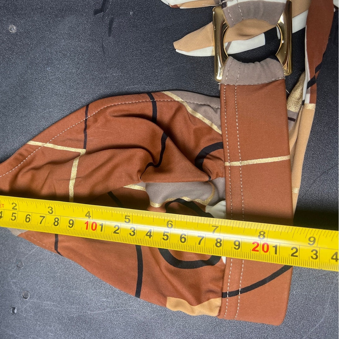 Vintage Venus AOP Brown and Grey Bikini Top Size M