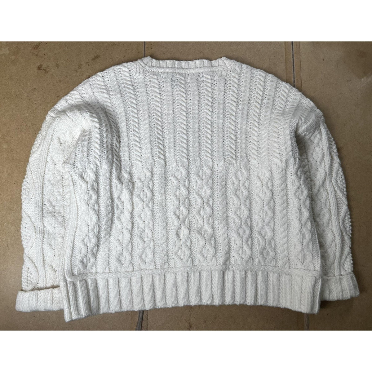Lucky Brand Sweater Mens XL White Cable Knit Crew Neck Heavyweight Casual