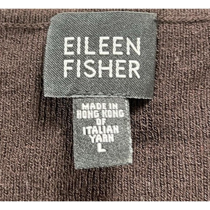 Eileen Fisher Vest Womens L Brown Sleeveless Scoop Neck Wool Knit Lightweight