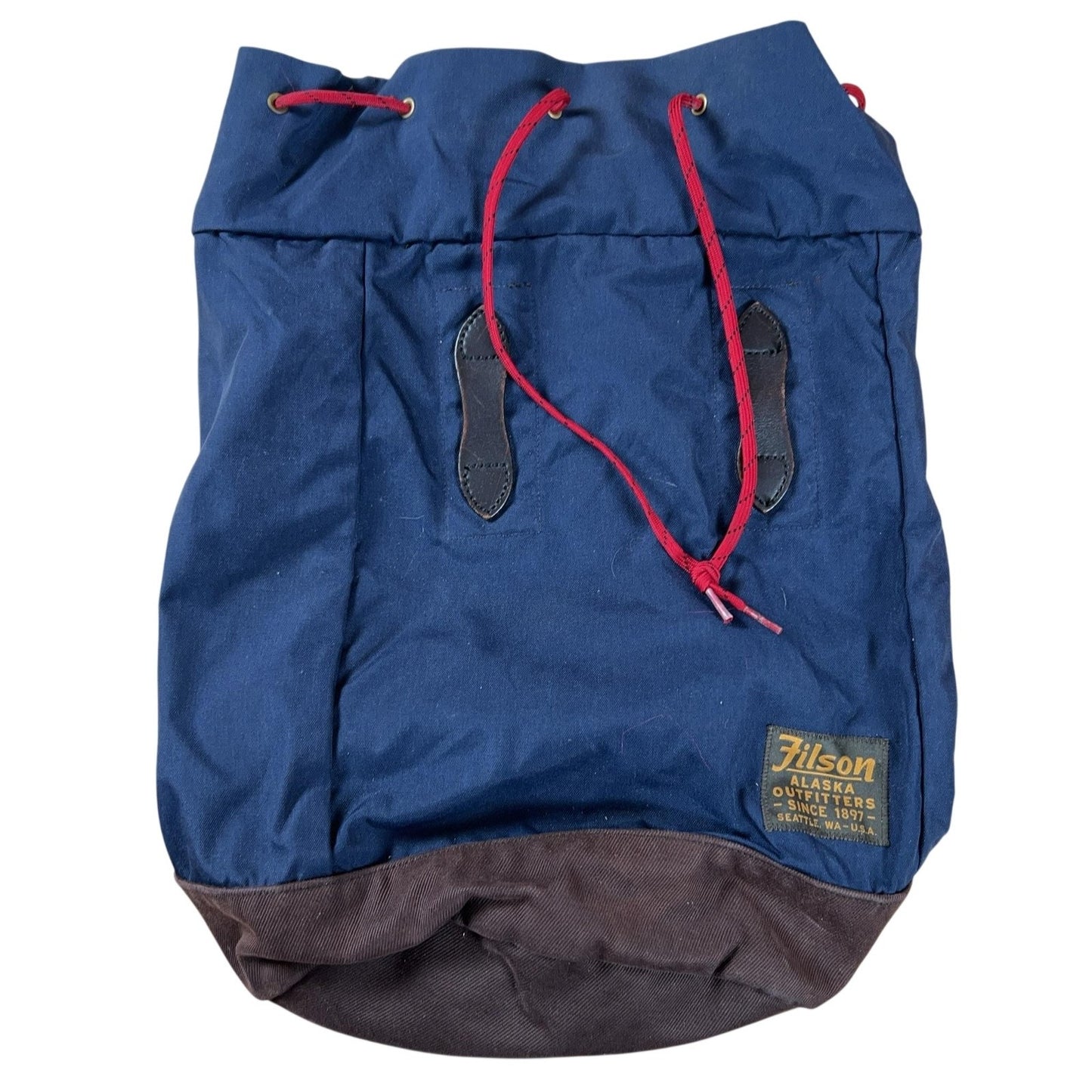 Filson Backpack Mens Large Blue Canvas Lined Drawstring Adjustable Nylon Straps
