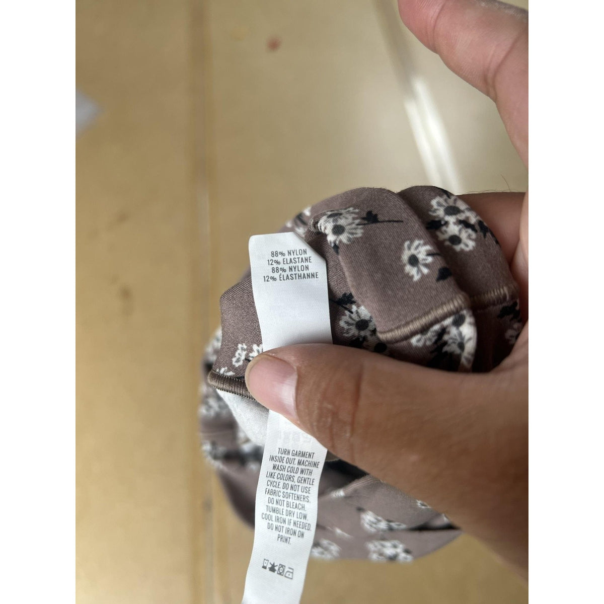 Offline by Aerie Womens 22 In Brown Floral Jersey Nylon Spandex Elastic Waist