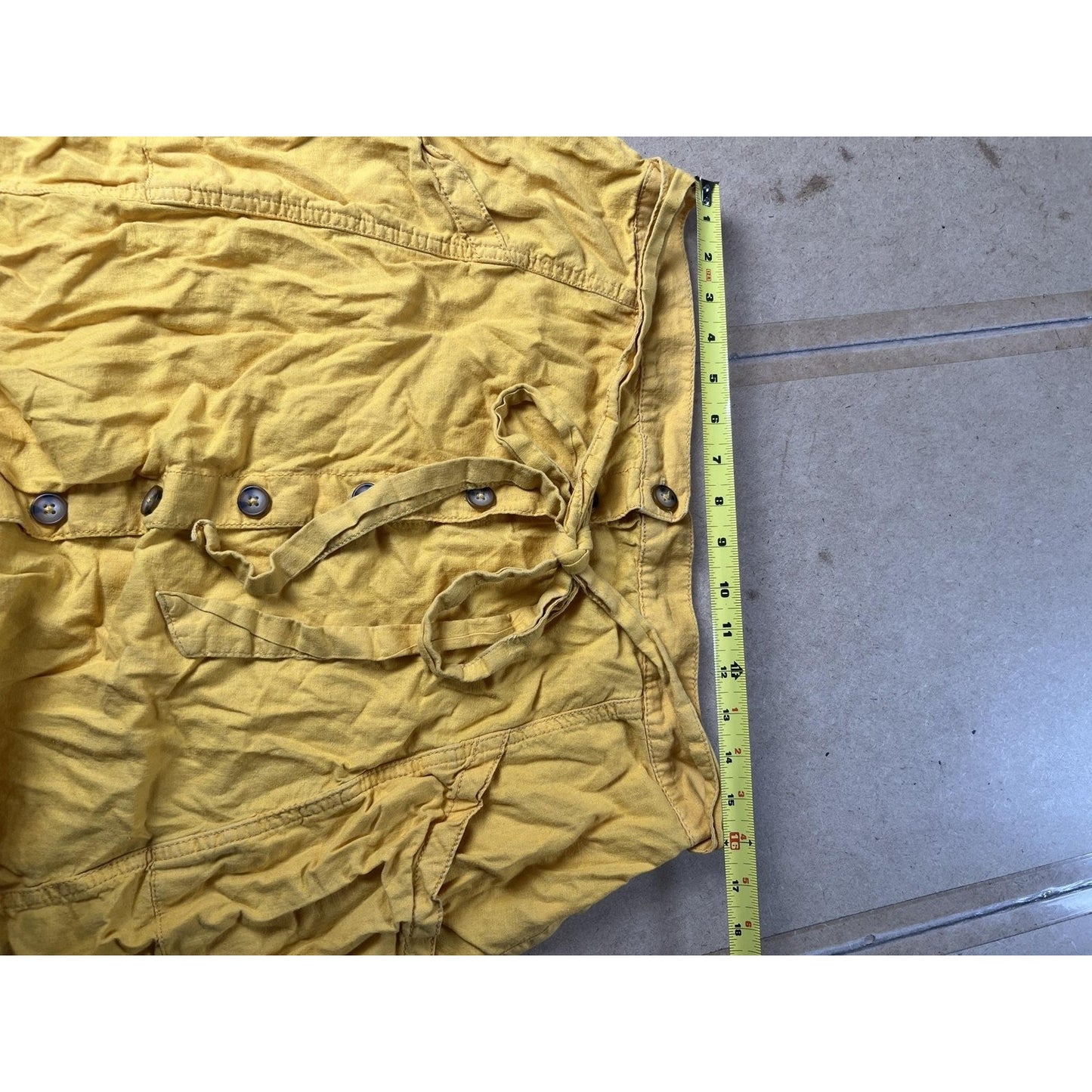 A.n.a Skirt Womens 18 Yellow A-Line Button Pockets Chambray Linen Rayon