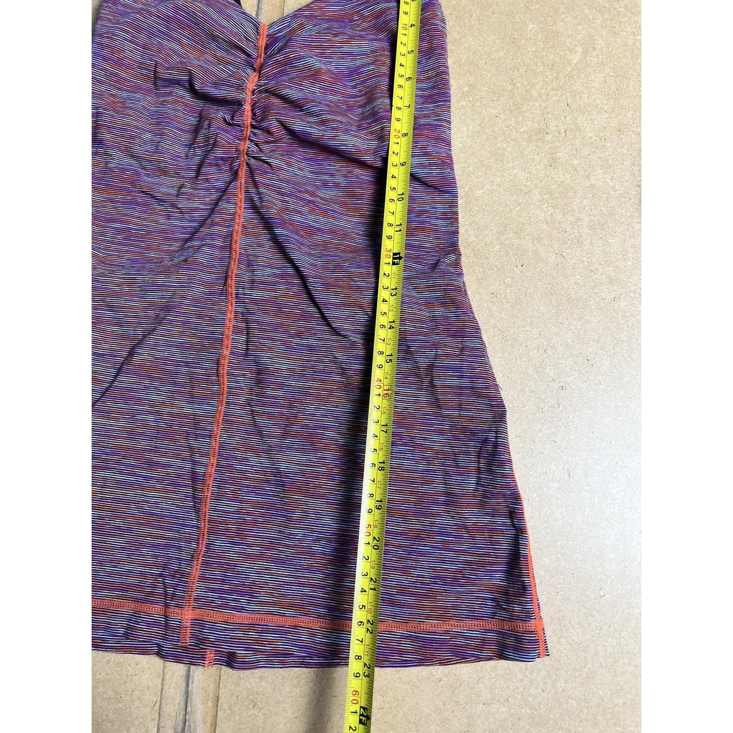 Lululemon Tank Womens 8 Purple Striped Built-In Bra V-Neck Camisole Yoga