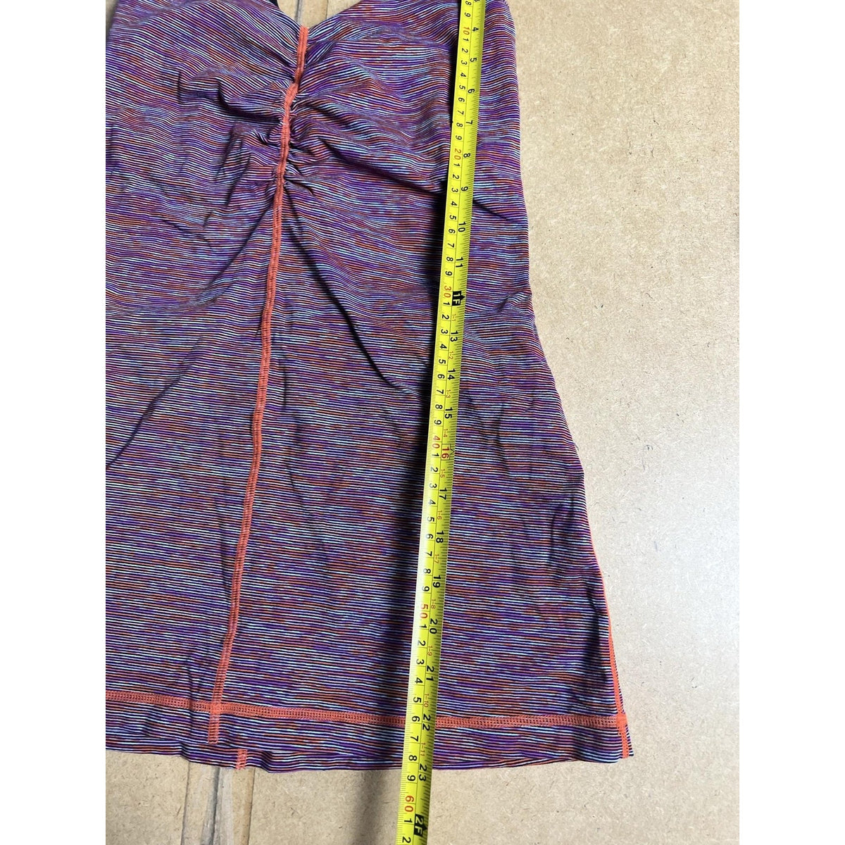 Lululemon Tank Womens 8 Purple Striped Built-In Bra V-Neck Camisole Yoga