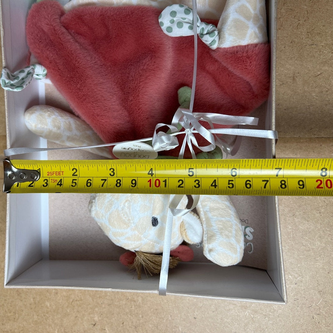 NIB Doudou et Compagnie Paris Couleurs Savane Giraffe Baby Blanket Lovey Knotted