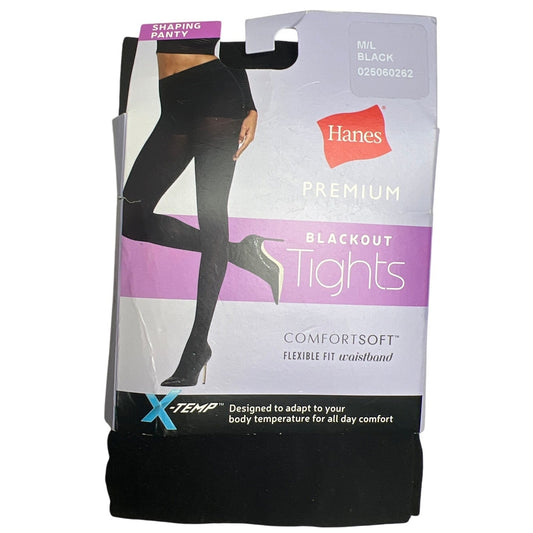 Hanes Premium Blackout Tight Comfort Soft Black M/L NWT