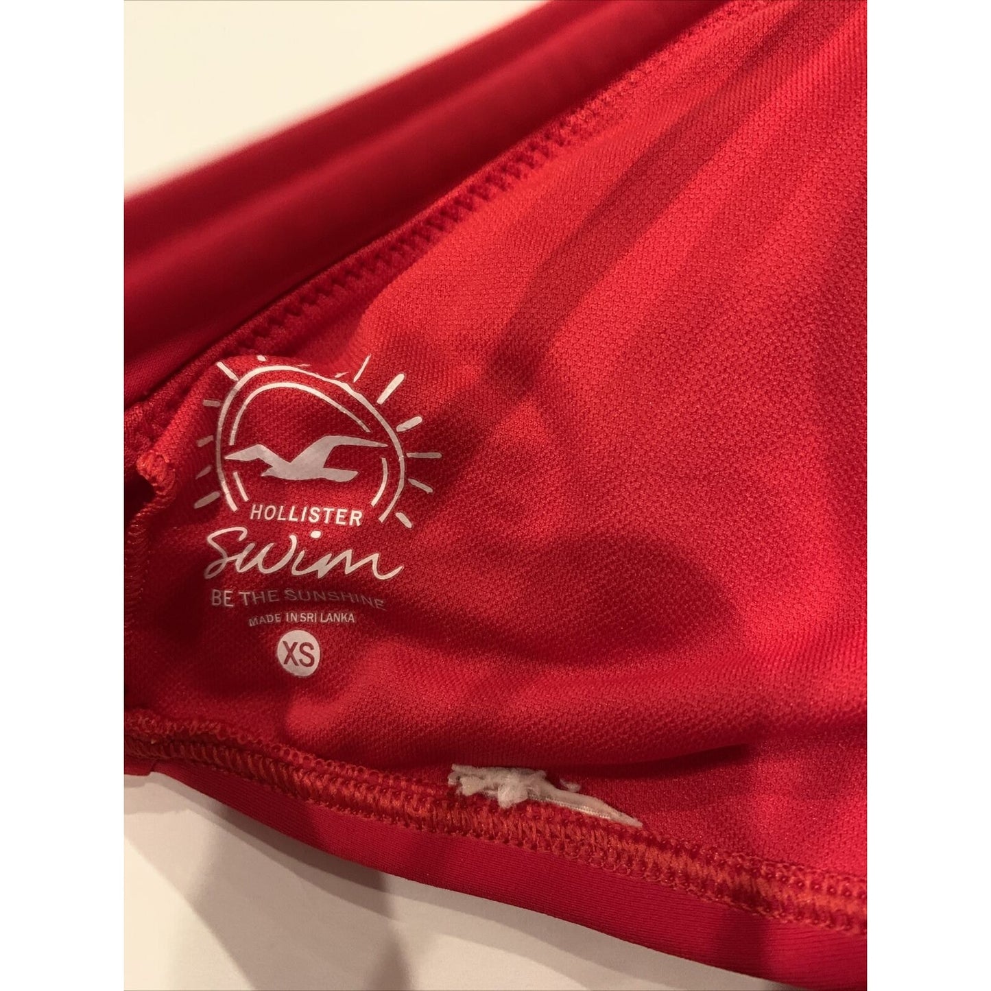 Hollister Strappy Racer Back High-Neck Crop Tank Bikini Top Floral Red XS - EUC