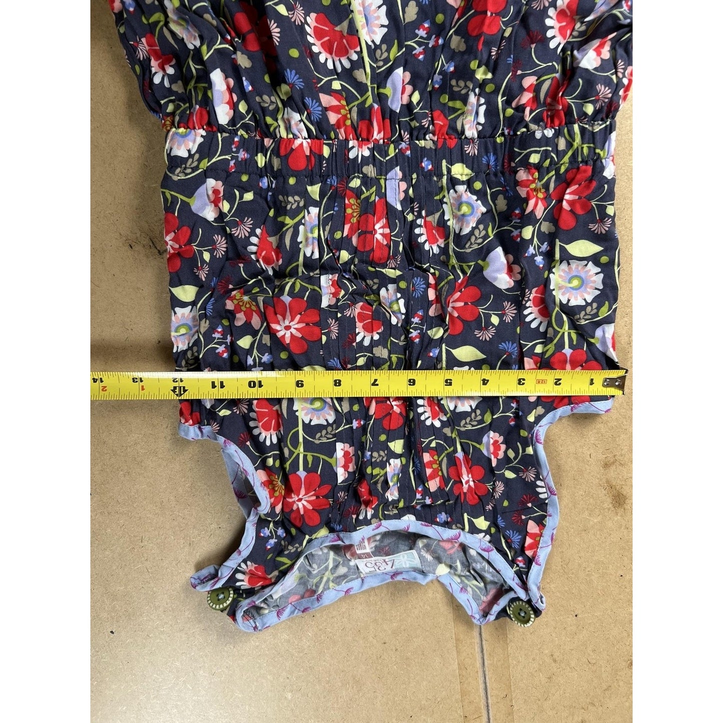 435 Tank Teens 14 Blue Floral Ruffle Button Pockets Elastic Waist