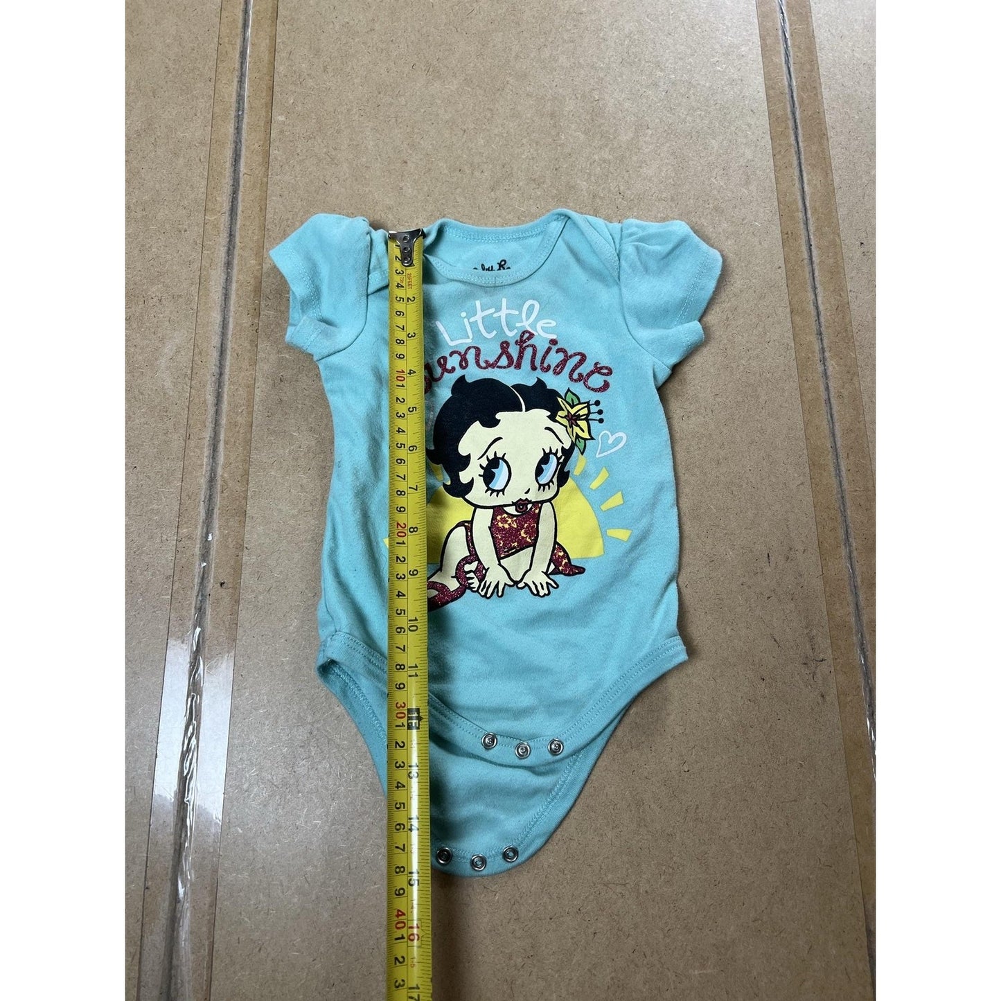 Baby Boop Romper Girls 6-9M Blue Little Sunshine Betty Boop Graphic One-piece