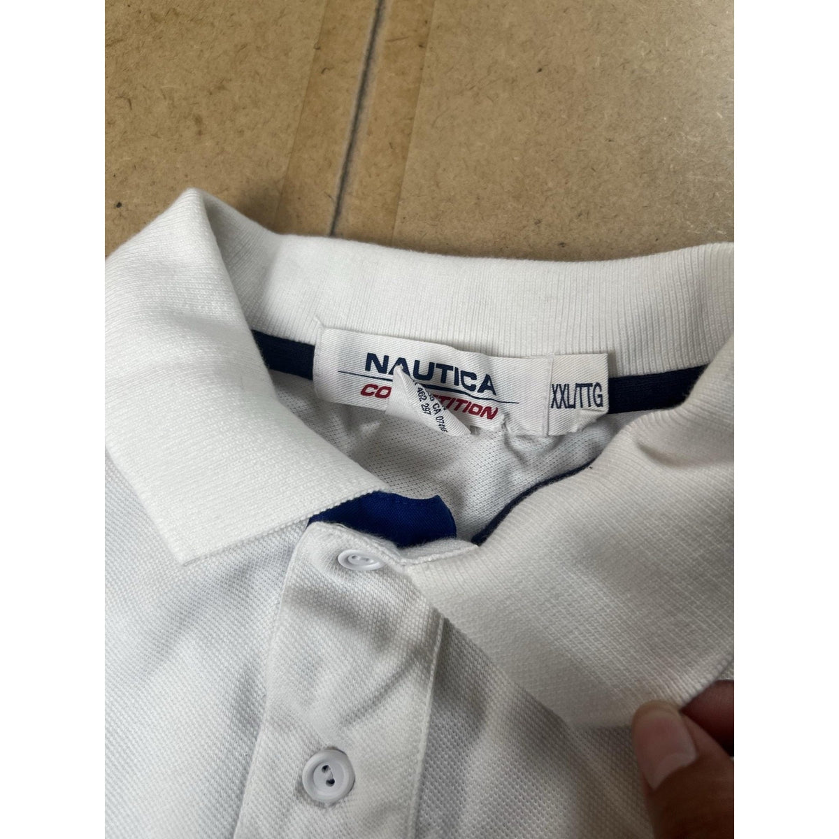 Nautica Shirt Mens 2XLT White Cotton Collared Big & Tall Competition Logo Pique