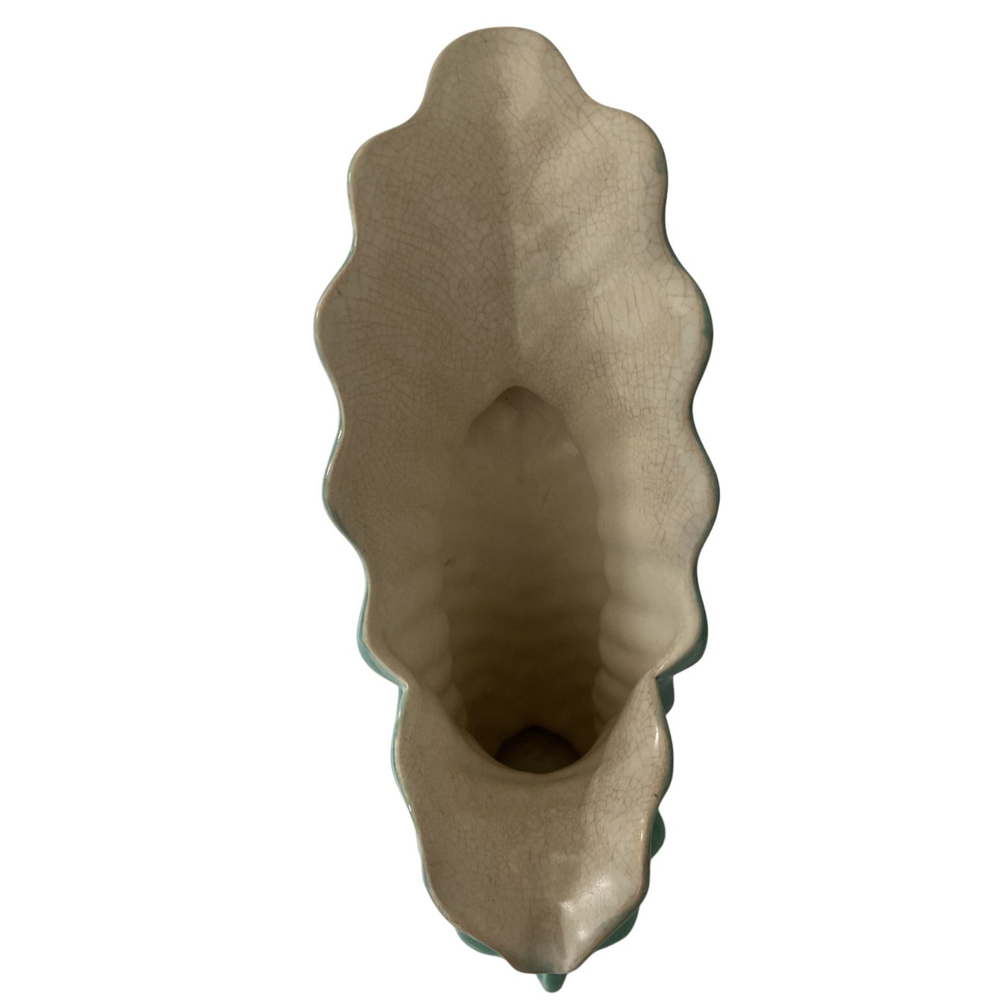 Vintage Redwing Vase, Shell Design, Green Glaze 4x7xH-10.5, Art Deco - EUC