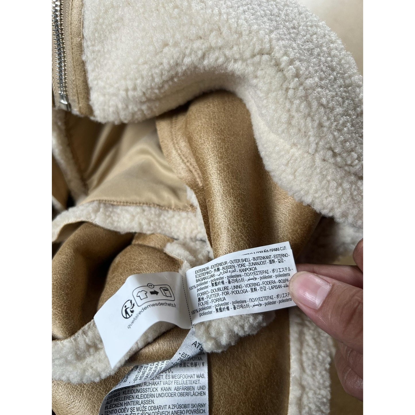 Zara Sweater Womens S White Hooded Full Zip Fleece Heavyweight Pockets